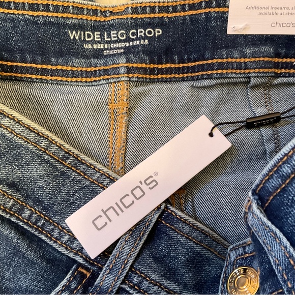 Chico’s Denim Pintuck Crop with High Cuff Jeans - NWT - Size 6 - Picture 9 of 13